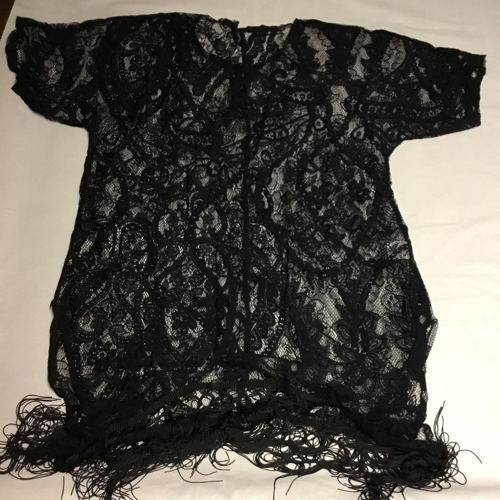 Cover Up‎ Lace and fringe black size large